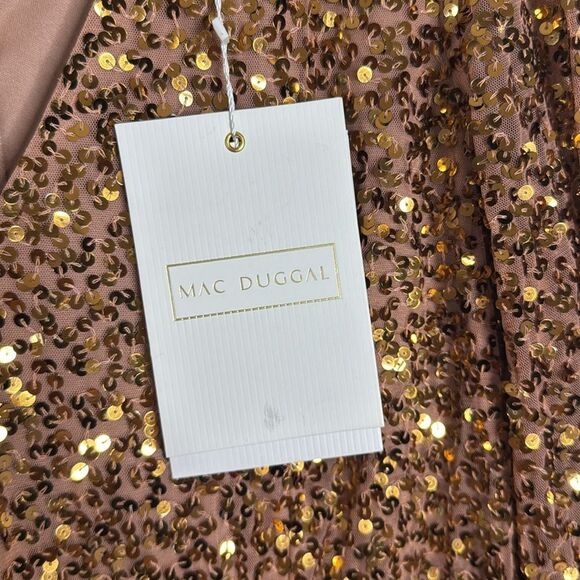 Mac Duggal style 94016 3D hanging disco Sequin copper Evening party Dress SZ 12 - Picture 9 of 12